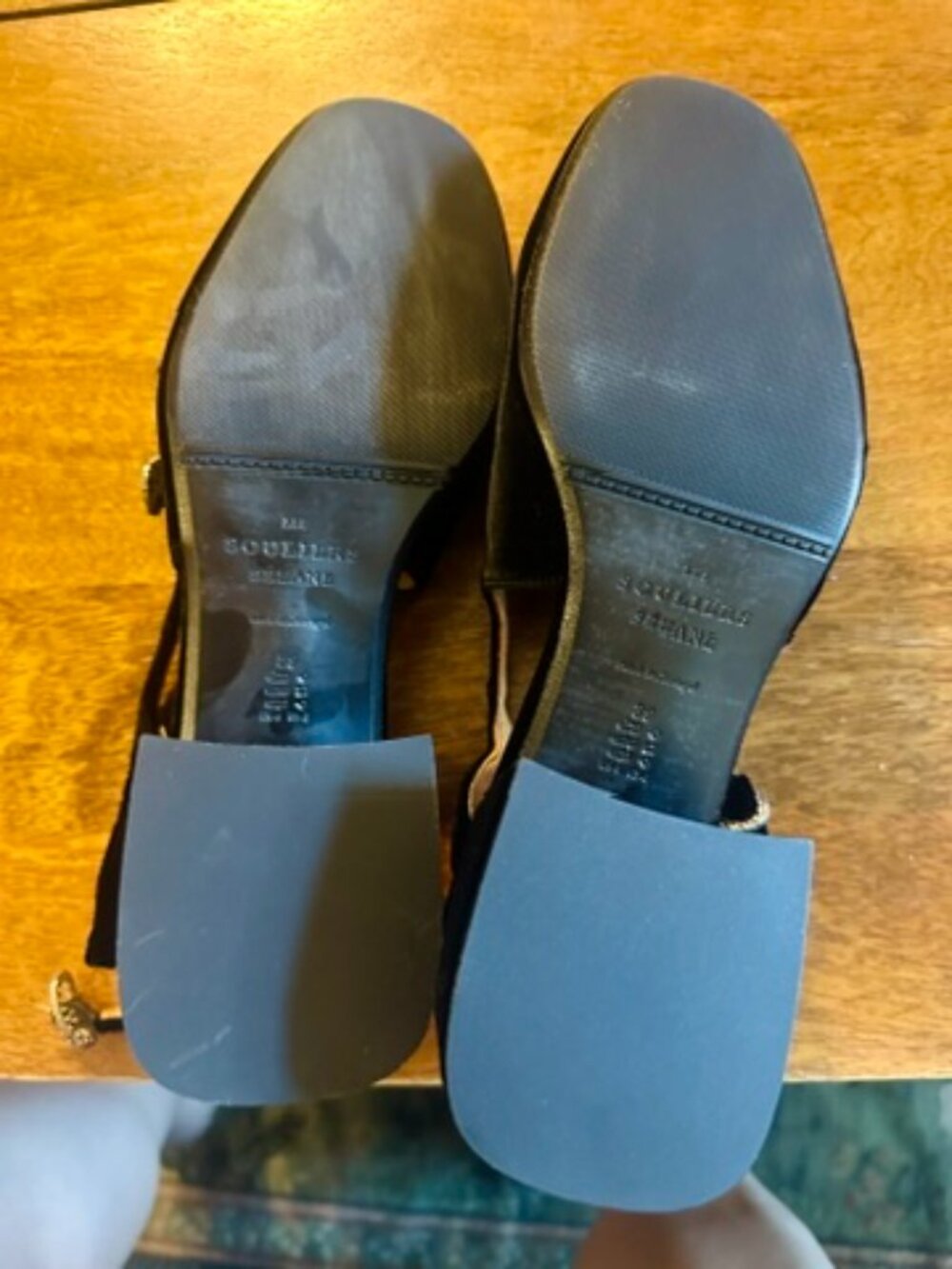 Sezane Paula Babies Black Velvet With Rhinestones - Size 8 - Picture 4 of 4